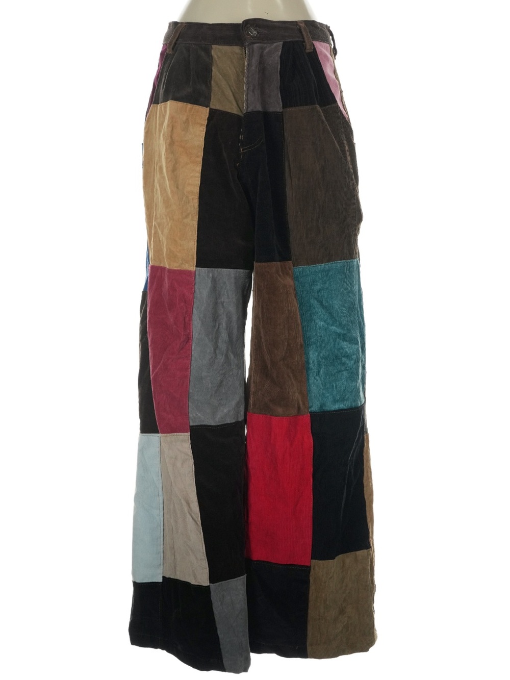 VTG Women’s Patchwork Cordurory Wide-Leg Pants - Multicolor - Picture 2 of 6